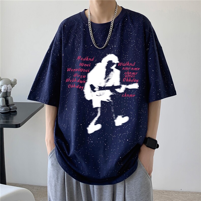 260克重磅双纱纯棉潮流T恤印花满天星二开短袖 RH7906-特P28图片