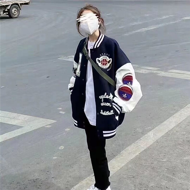 1506-1/JA141/P73街头棒球服女春秋新款毛巾绣飞行员夹克百搭时间,男装夹克,星座1506-1