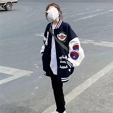 1506-1/JA141/P73街头棒球服女春秋新款毛巾绣飞行员夹克百搭时间，男装夹克，星座1506-1