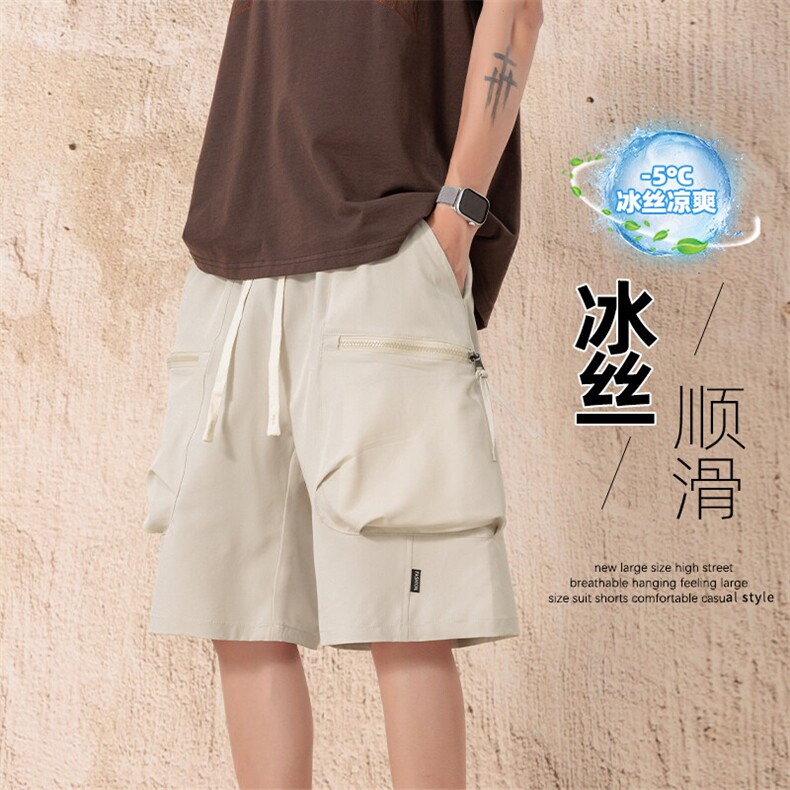 特批P25无差价夏季冰感冰丝拉链多口袋工装裤男宽松五分裤DK5825,男装休闲裤,电商A001