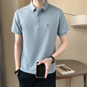 polo衫短袖2025夏季新款修身男士半袖T恤翻领夏装店主无头风图片