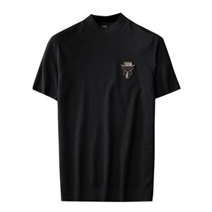 秋冬男士半高领针织衫刺绣短袖毛衣QT711 5811 P75 假模 延续图片