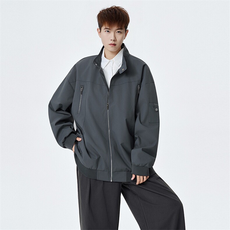 2026春季新款宽松棒球领夹克男纯色上衣外套DSA157B-JK7925-特P63图片