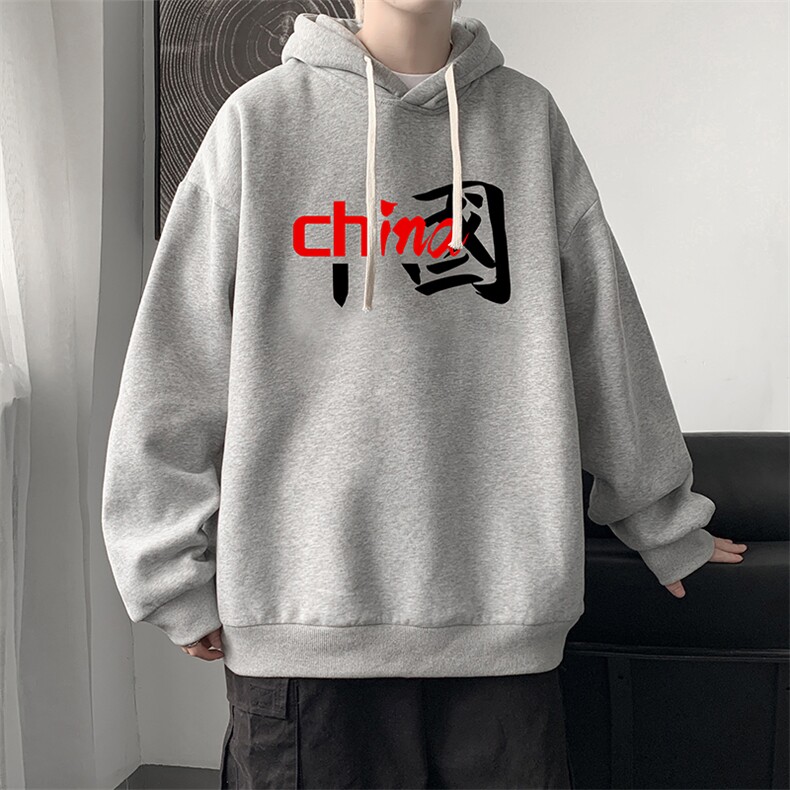 WY2189-P35加绒款-P40纯棉连帽卫衣男大码运动帽衫宽松薄外套男,男装卫衣,电商A040