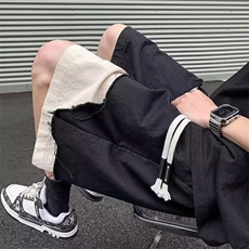 V103-P38破洞短裤夏季新款潮牌痞帅宽松休闲设计感小众五分裤，男装牛仔裤，星座911-1