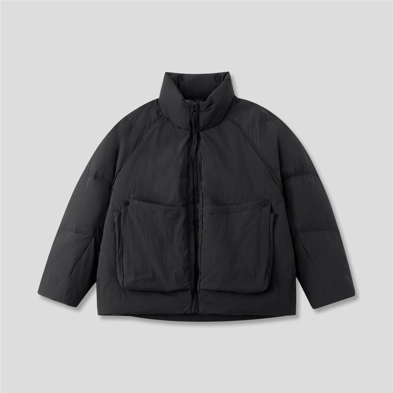 抖音-大禹的服饰-设计师款立领肌理感简约时尚羽绒服yrf201-TP245,男装羽绒服,电商A089-1