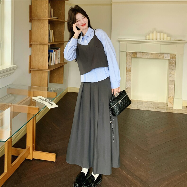 【新品】2026春季半身裙吊带衬衫三件套C5801P175K288,女装套装/套裙,2D113