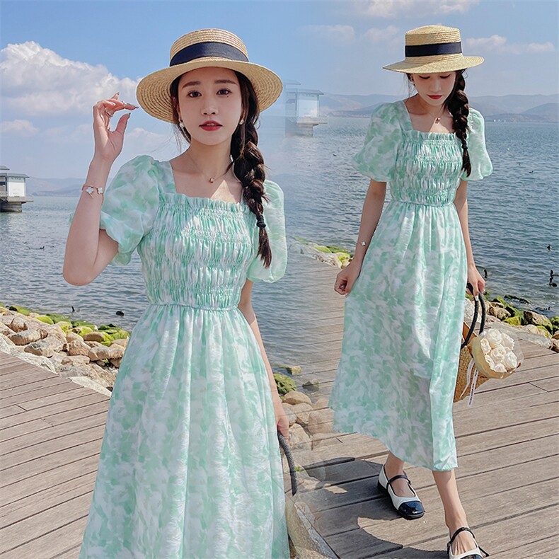 现货！2023新款温柔风碎花仙气超仙森系连衣裙夏季花朵仙女裙,女装连衣裙,艾仟回(原伊仟回)