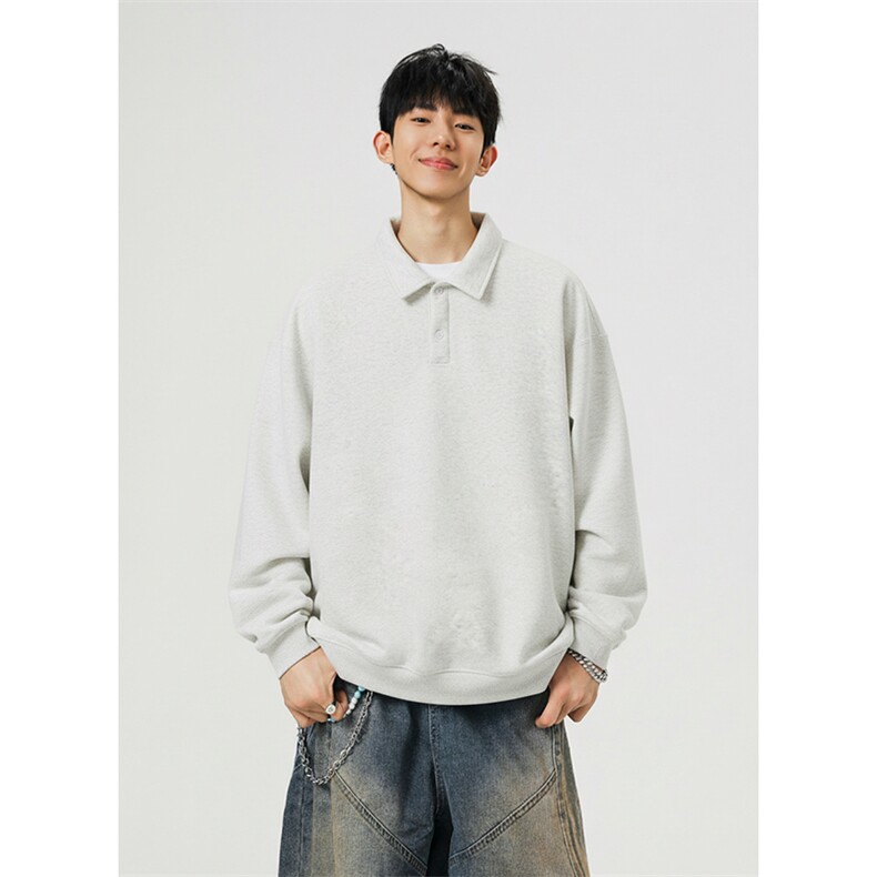 抖音得物高品质二开26春装美式高街结构设计POLO翻领卫衣外套W77，男装Polo衫，电商A486