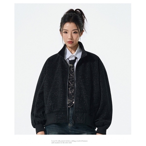 男女立领潮牌斜纹泡泡袖夹克休闲外套A406 JK5606 P78图片
