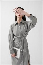 2022秋装现货腰带订扣特色立裁连衣裙，女装连衣裙，SHANGCHUN·W 汪尚春