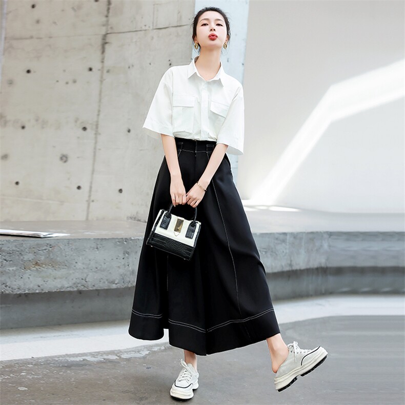 《48H发》简约优雅工装阔腿裤两件套套裙，女装套装/套裙，辰辰家