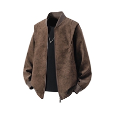 1可二开雾霾脏脏灰解构大码M-5XL立领皮衣夹克男JK78075P85控138，男装皮衣，星座227-7