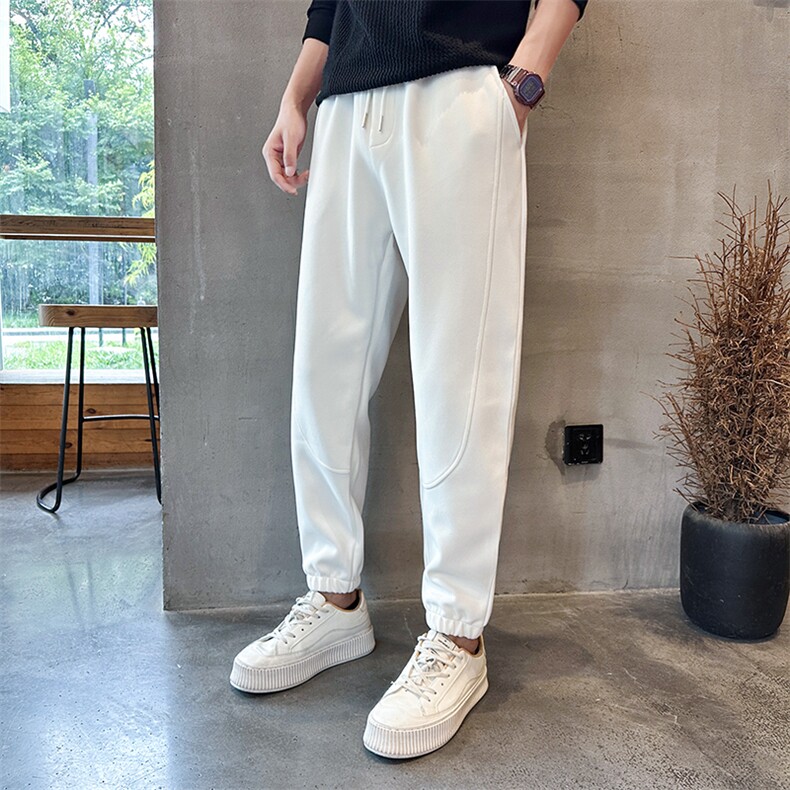 社会精神小伙裤子男秋潮牌ins运动束脚九分裤K8595-P45控78,男装休闲裤,星座210-3