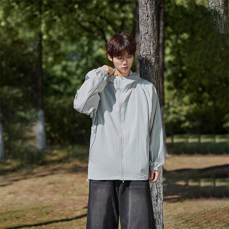 UPF50+有报告凉感轻薄透气宽松大码潮流防晒服DQC657-P48，男装防晒衣，电商B306