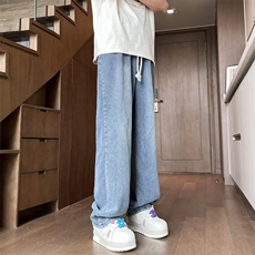 美式高街水洗直筒牛仔裤休闲百搭宽松纯色牛仔长AQ025-P45，男装牛仔裤，星座1109-3