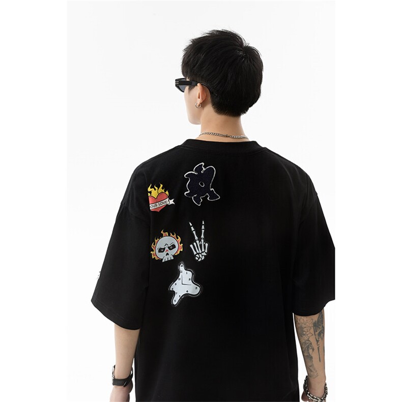 毛巾绣徽章短袖t恤男cp162-特p33,男装T恤,电商B371