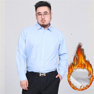 S-8XL冬季男士加绒加厚保暖长袖衬衫商务衬衣加肥加大码1561款图片