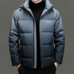 冬男士连帽白鸭绒御寒加厚保暖韩版羽绒服防寒商务休闲短款男装图片