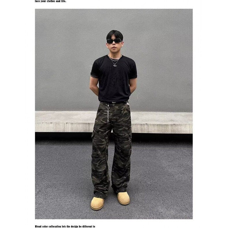 D87-P57多口袋工装迷彩裤美式高街宽松直筒休闲裤,男装牛仔裤,星座617A-1（原B318A）