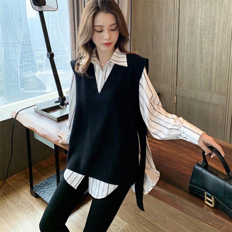 时尚V领大码飘带马甲女士秋冬保暖舒适百搭显瘦外套,女装马甲,洁纯羊绒