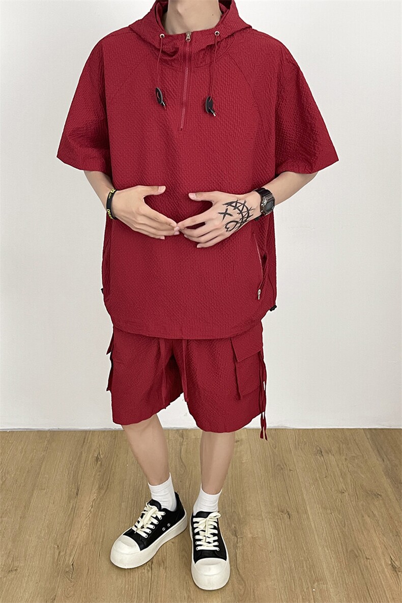 直播~泡泡格短袖短裤休闲套装A468特P60控108,男装牛仔裤,电商A309