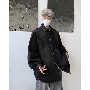 2024新款高质量水洗牛仔衬衫长袖宽松衬衣外套男现货W8420-P55