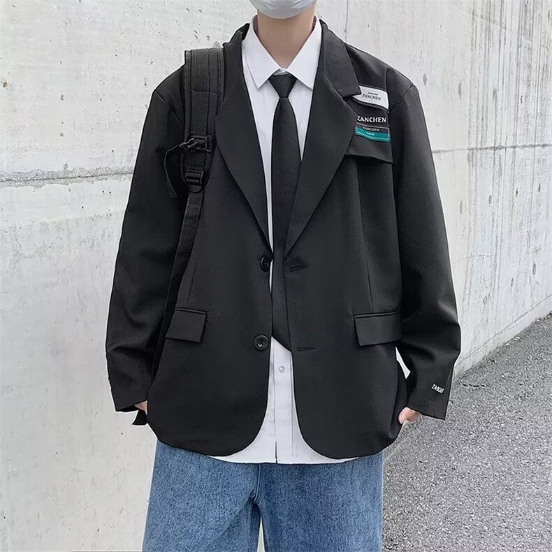 港风复古秋季韩版西装外套男女宽松休闲设计感痞帅小西服ZW04P68图片