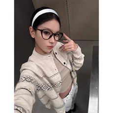 美式北极绒针织衬衫男女秋冬季老钱风情侣针织开衫外套LTK766-P58，男装衬衫，星座1008