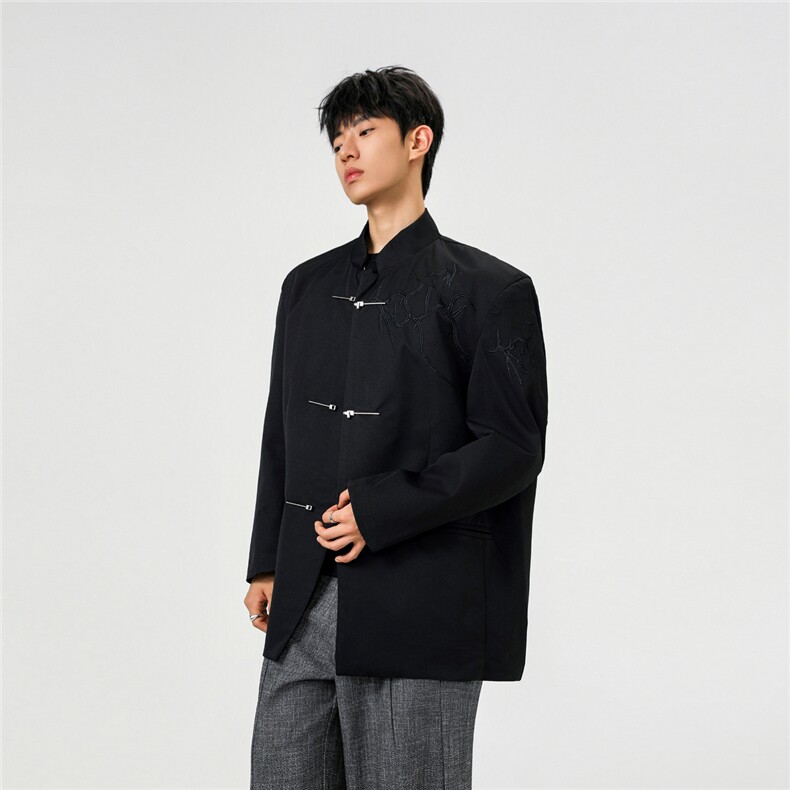 可二开「折棘」荆棘立体绣设计大码M-5XL中式西服XF78058P90控138,男装西服,星座226-1