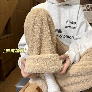 冬季新款保暖卫裤直筒休闲裤加绒东北阔腿裤男 5D2121-TP3569图片