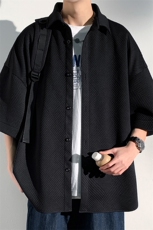2025夏季新款光影墙大码简约针织短袖衬衫M-5XHC23185-特P30，男装衬衫，电商A022