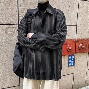 假两件衬衫男春季韩版潮流帅气长袖外套C32P42图片