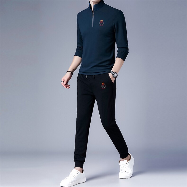DZF-740钱塘2020-3中青年男士时尚休闲潮流帅气秋季套装P102,男装休闲套装,钱塘207-3