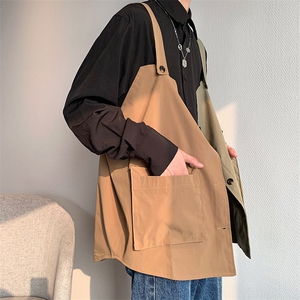 日系街头工装风背带马甲BF风拼色口袋背心男女外套潮M6070-p35图片