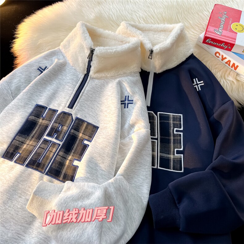 2024 冬季新款 港风摆拍大码绣花加绒卫衣M-5X HW24953-P60图片