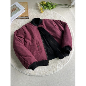酒红丝绒加厚棉服双面穿807-3-JKM203-P108图片