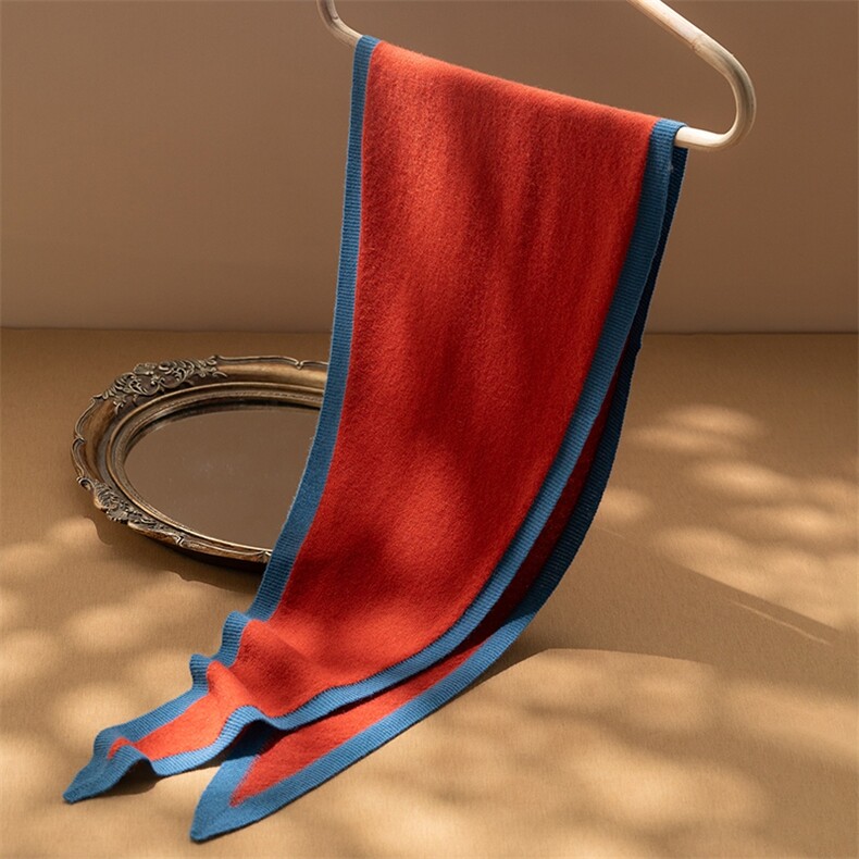 时尚百搭秋冬季撞色收边三角围巾温暖舒适彰显品味，围巾，江帆羊绒