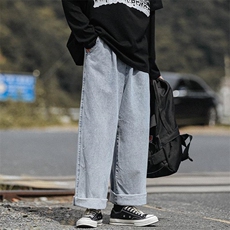 2026春季新款直筒男设计感休闲大裤脚阔腿牛仔裤N8021-P50控68，男装牛仔裤，电商A001