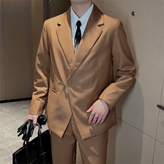 秋季英伦复古高级感金属扣设计西装套装男休闲西服西裤TZ235-P185，男装西服套装，电商B267