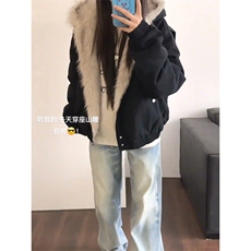 现货高品质美式高街冬季重磅硬挺短款座山雕毛领棉衣男女加厚外套，男装棉衣，电商A443