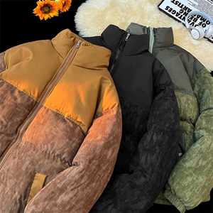 【量大有差】光板灯芯绒拼接冲锋棉衣棉服棉袄立领面包服G1615P75图片