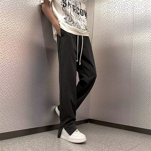 男春季休闲时尚潮流包边半松紧垂感开叉西裤BK350-P38图片