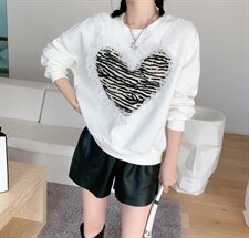 豹纹爱心卫衣，女装卫衣/绒衫，依诺阁