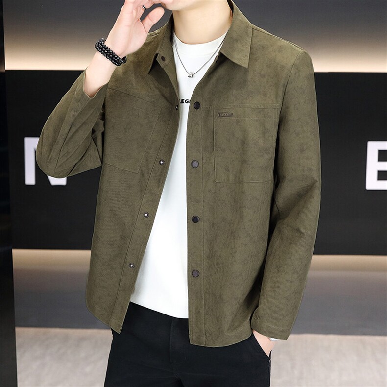 春季新款简约高端百搭潮流翻领夹克外套上衣男7958P90，男装夹克，电商B226