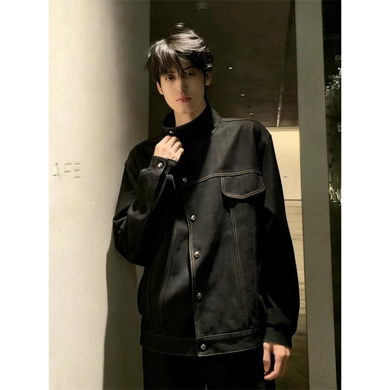 复古原牛斜领短款硬挺牛仔夹克JK0166-P85,男装夹克,星座313A(原308A-2)