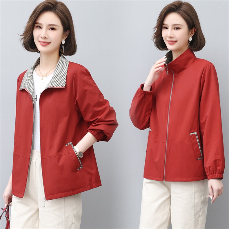 纯棉短外套女2026春秋新款大码宽松休闲小外衣中年妈妈装夹克上衣，女装风衣，璐依舞