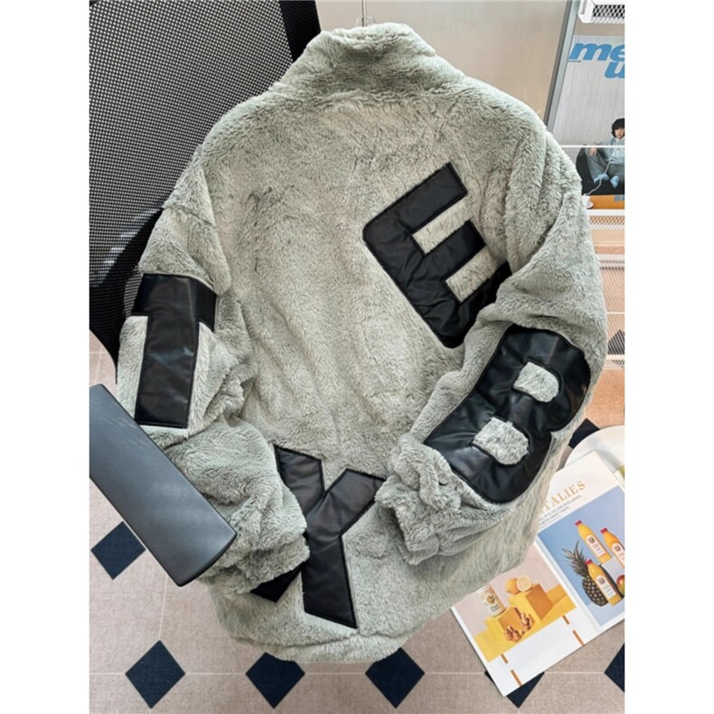 冬季刺绣羊羔绒棉衣男日系加厚保暖休闲潮牌摇粒绒外套TTM65P82,男装棉衣,星座1013-5