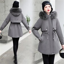 派克服女中长款冬装2024年新款时尚洋气妈妈冬季加厚棉衣棉袄外套，女装棉衣/棉服，一安秀