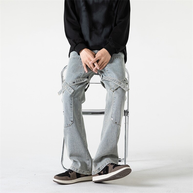 B2212022秋冬新款美式ins高街小众排扣牛仔裤LK22070-P60控78,男装牛仔裤,电商B221